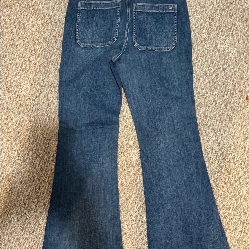 American Eagle Outfitters Women's Blue Super High Rise Flare Jeans 32L